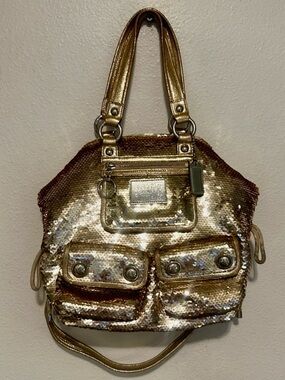 ✨RARE✨ COACH Poppy Sequin Spotlight Tote Bag Limited Edition Gold Vintage Y2K